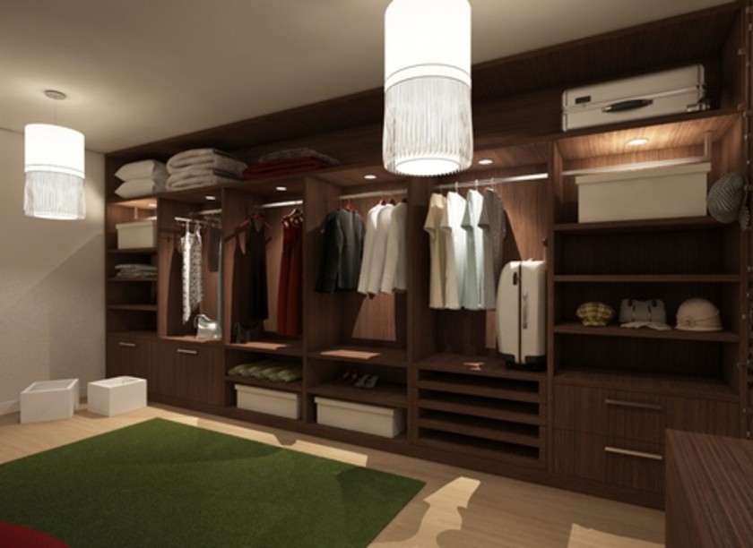 Классическая гардеробная комната из массива с подсветкой Северодвинск