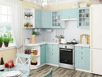 Небольшая угловая кухня в голубом и белом цвете Северодвинск